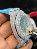 Iced Out Sky Color Silicon Strap Multi dial Moissanite Watch For Men