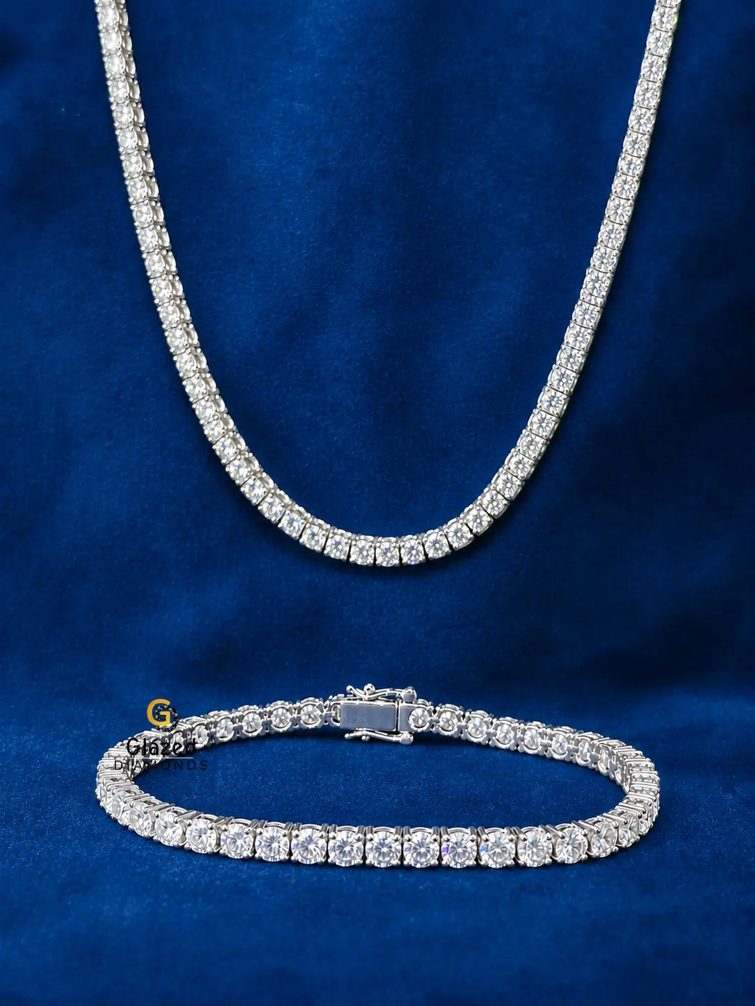 4MM Moissanite Tennis Chain/Bracelet Bundle 14K Gold