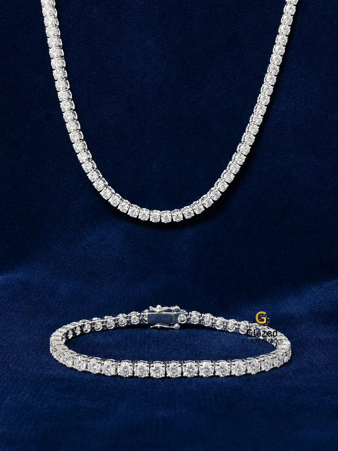 4MM Moissanite Tennis Chain/Bracelet Bundle 14K Gold