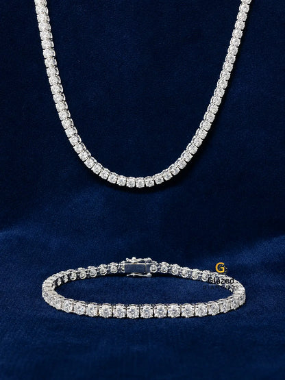 4MM Moissanite Tennis Chain/Bracelet Bundle 14K Gold