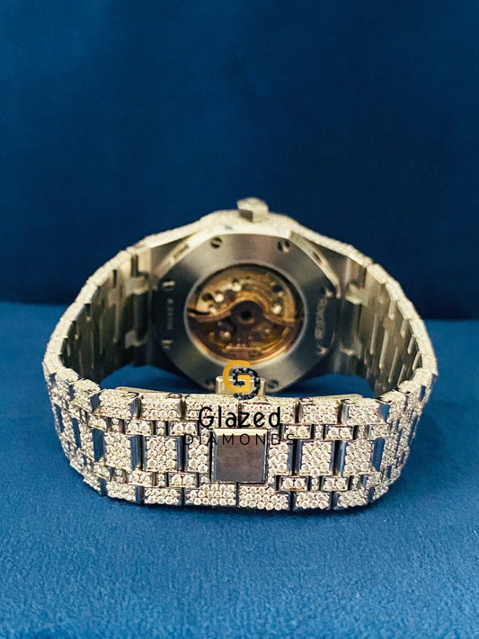 Fully Iced Out Arabic Dial Moissanite Diamond Studded Watch