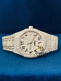 Fully Iced Out Arabic Dial Moissanite Diamond Studded Watch