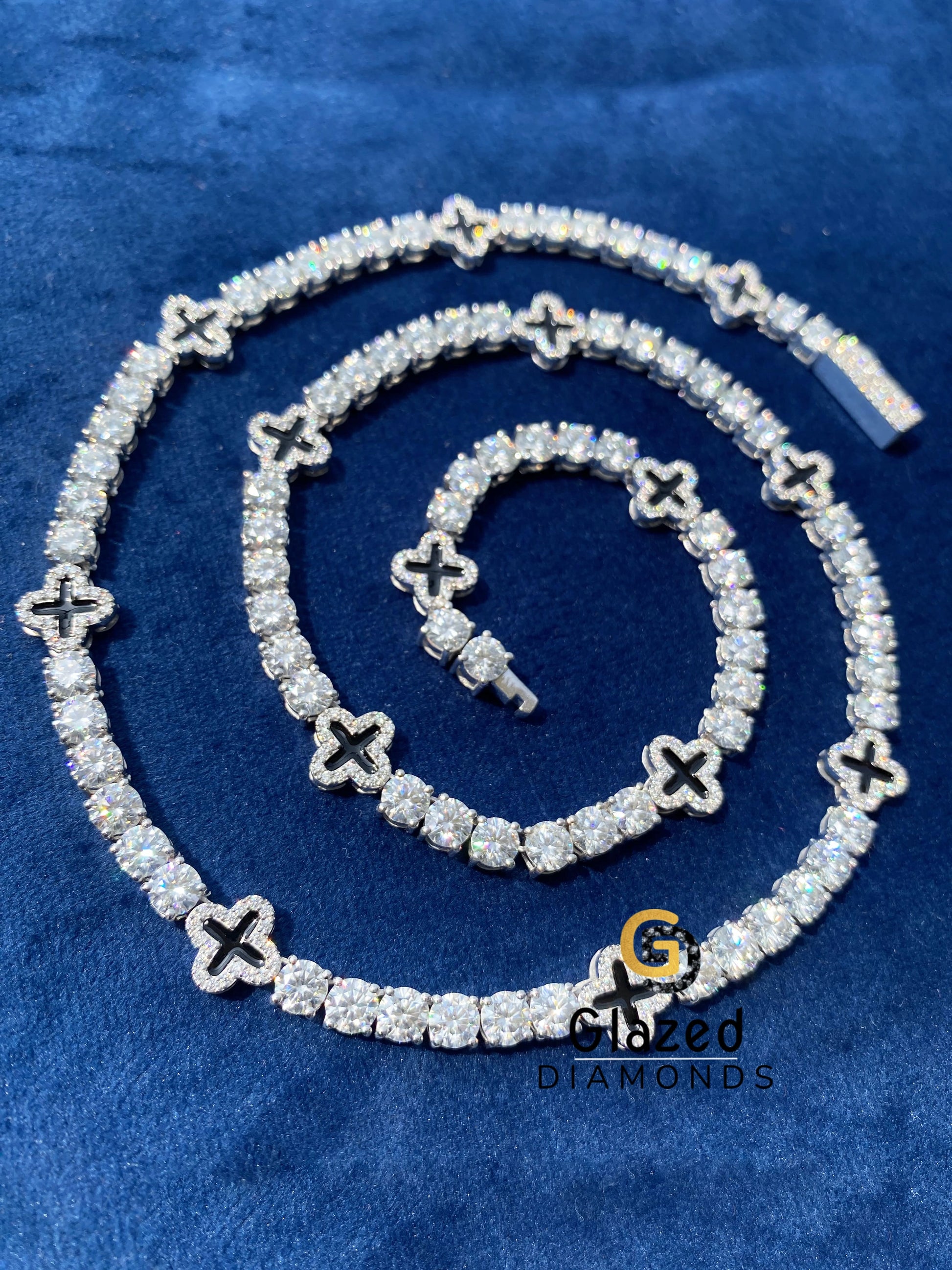 Moissanite 10MM Four Leaf Tennis Chain