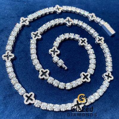 Moissanite 10MM Four Leaf Tennis Chain