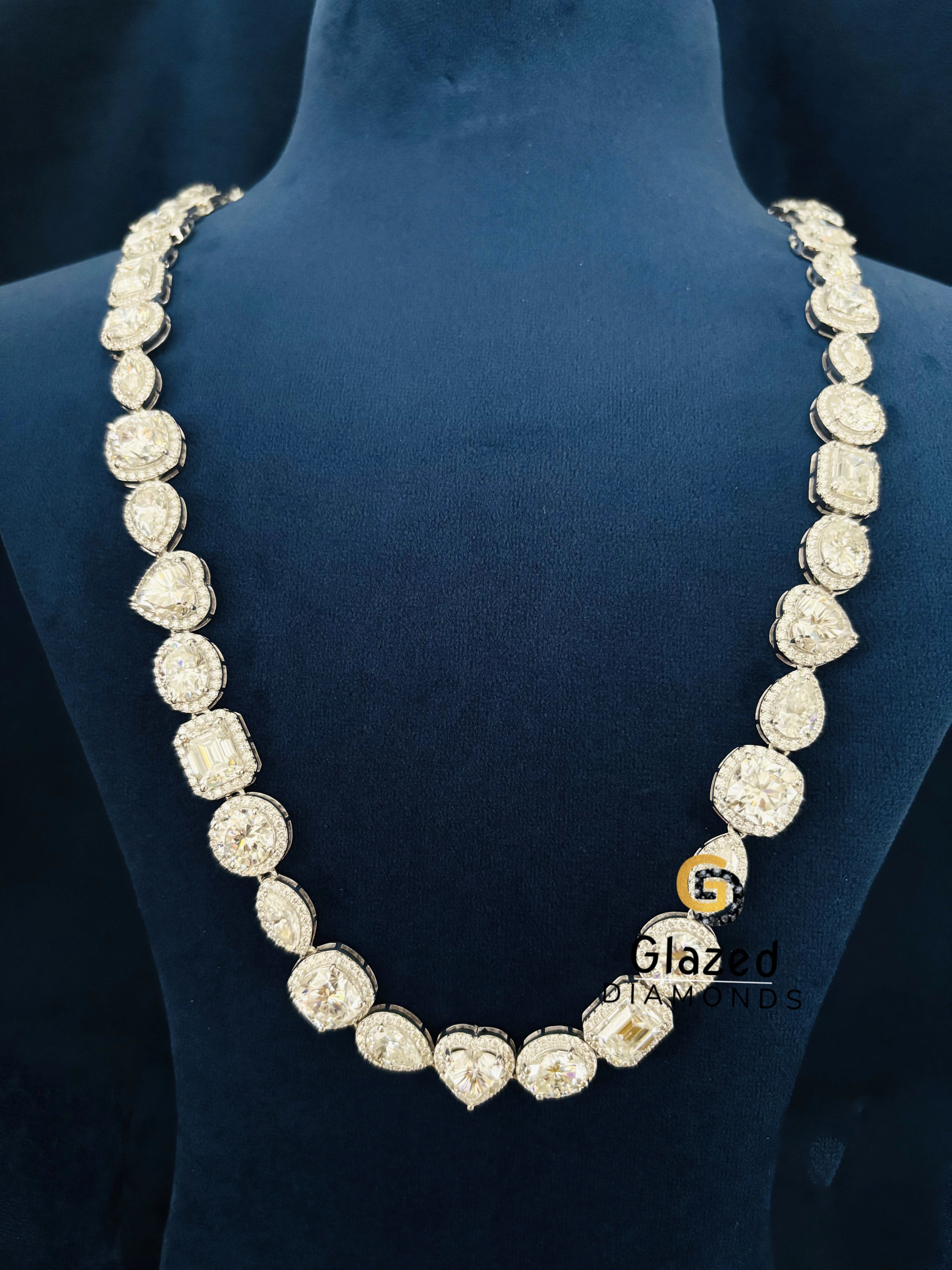 Moissanite 12MM Pear Diamond Tennis Halo Chain