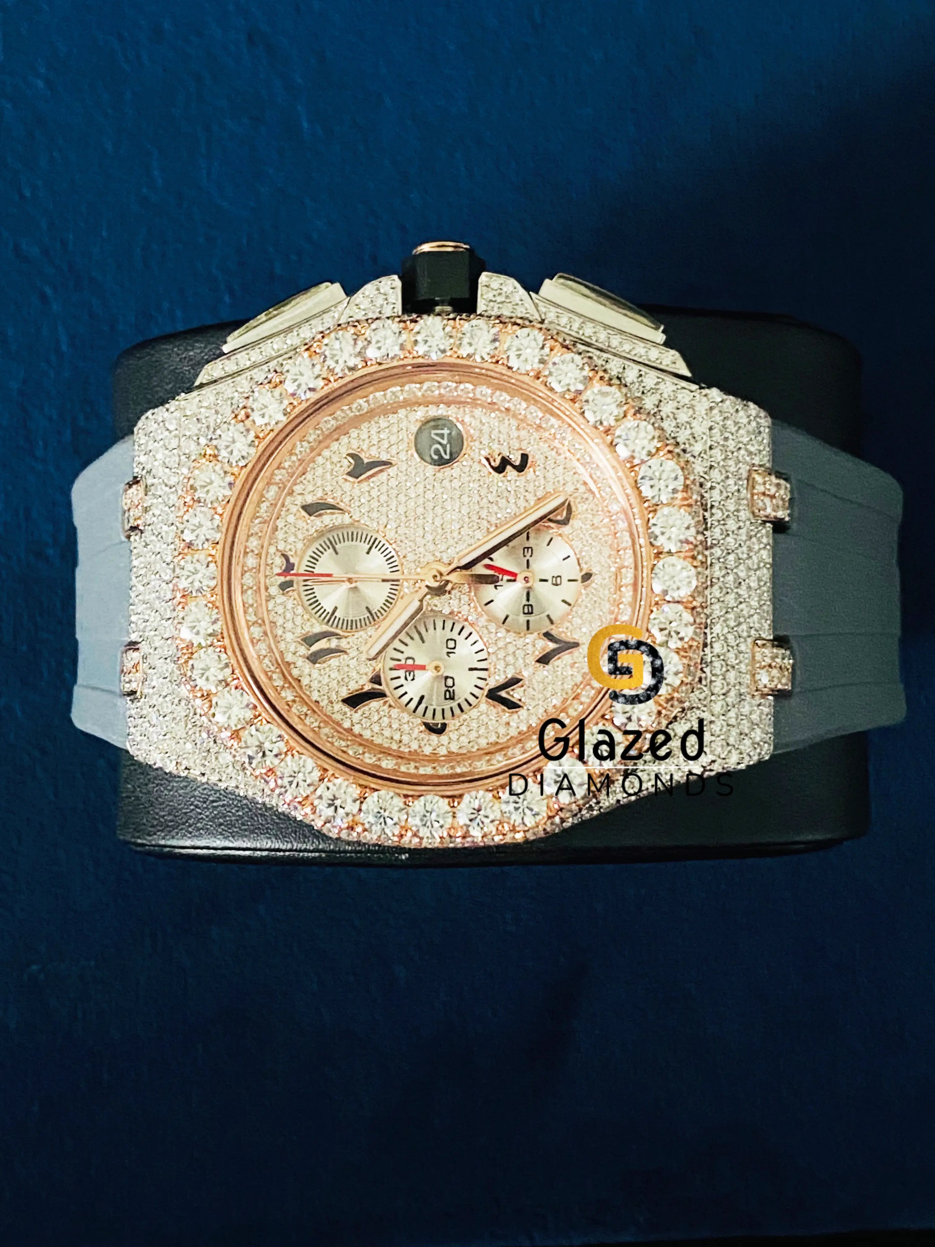 Moissanite Arabic Face Dial Hip Hop Watch For Men