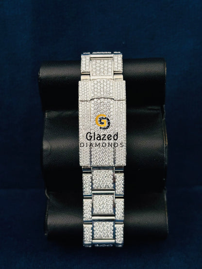 Moissanite Black Dial White Bar Sky Dweller Watch