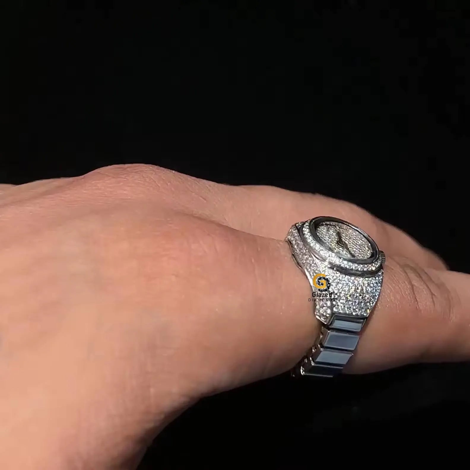 Moissanite Bust Down Clock Finger Ring