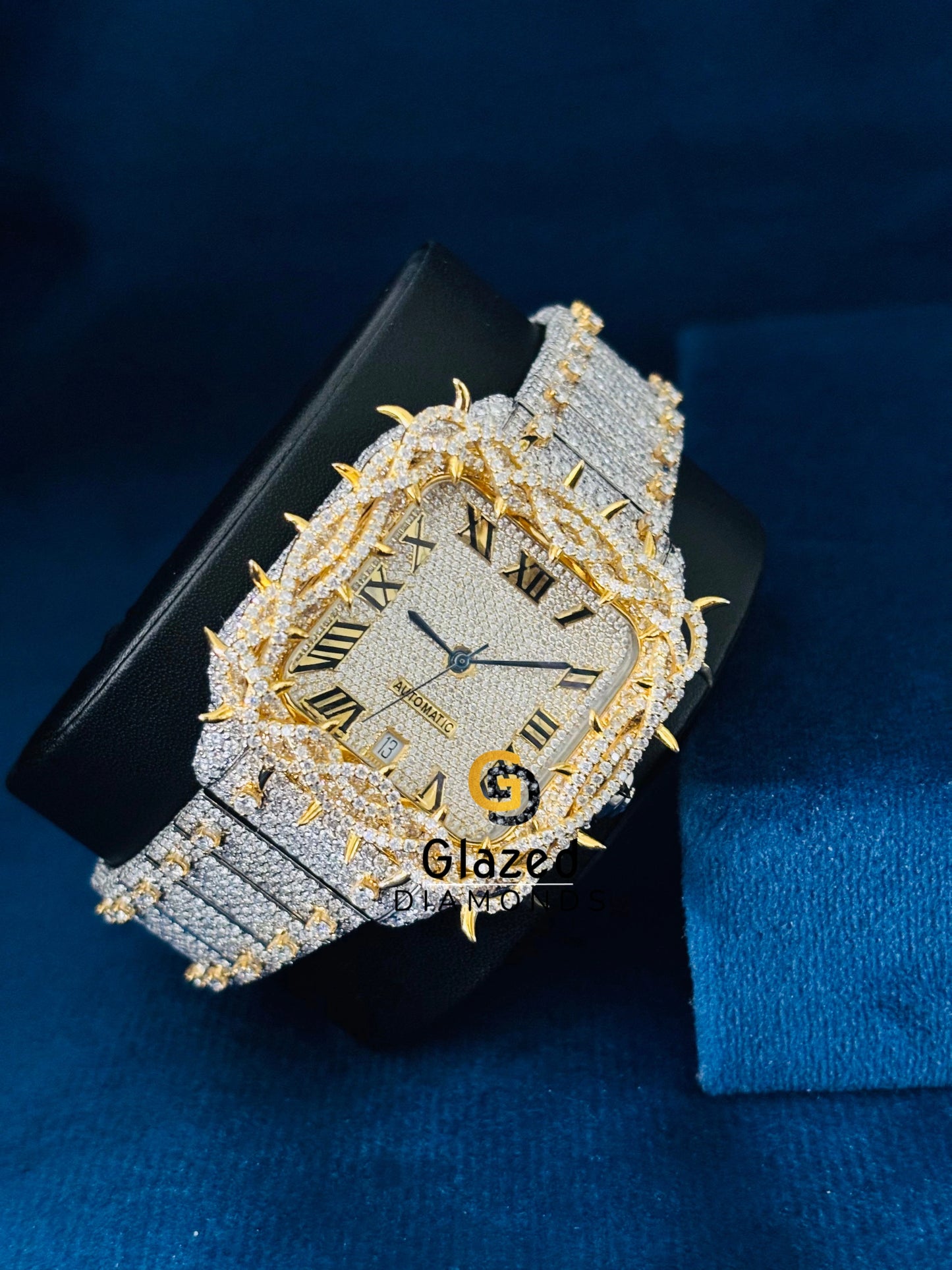 Moissanite Bust Down Studded Hip Hop Watch For Him