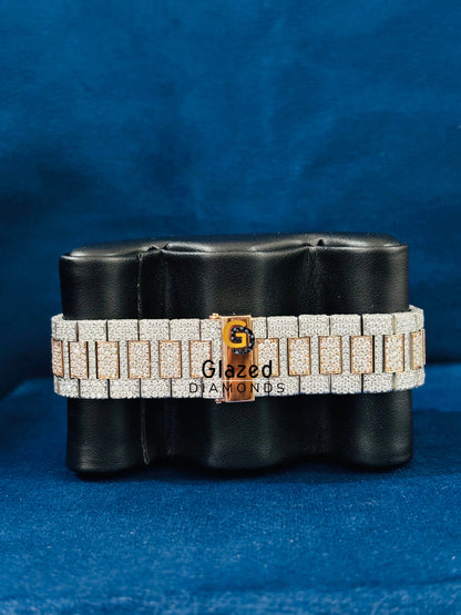 Moissanite Bust Down Studded Yellow Gold Plated Watch