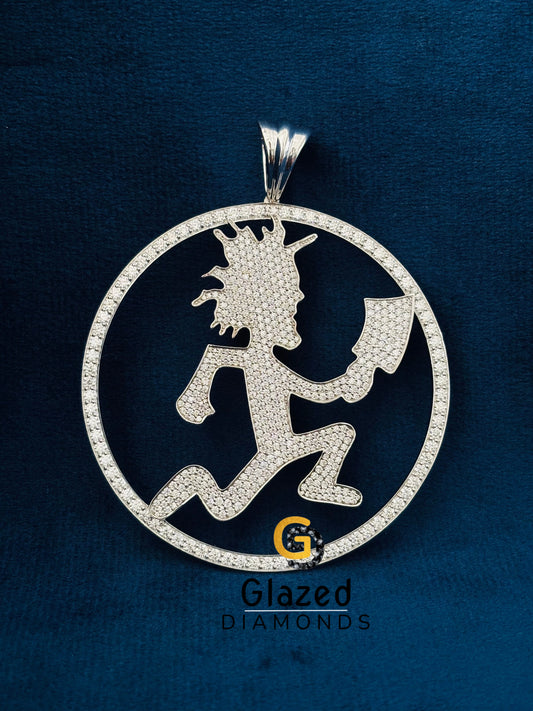 Moissanite Circle ICP Hatchet Man Pendant 925 Silver