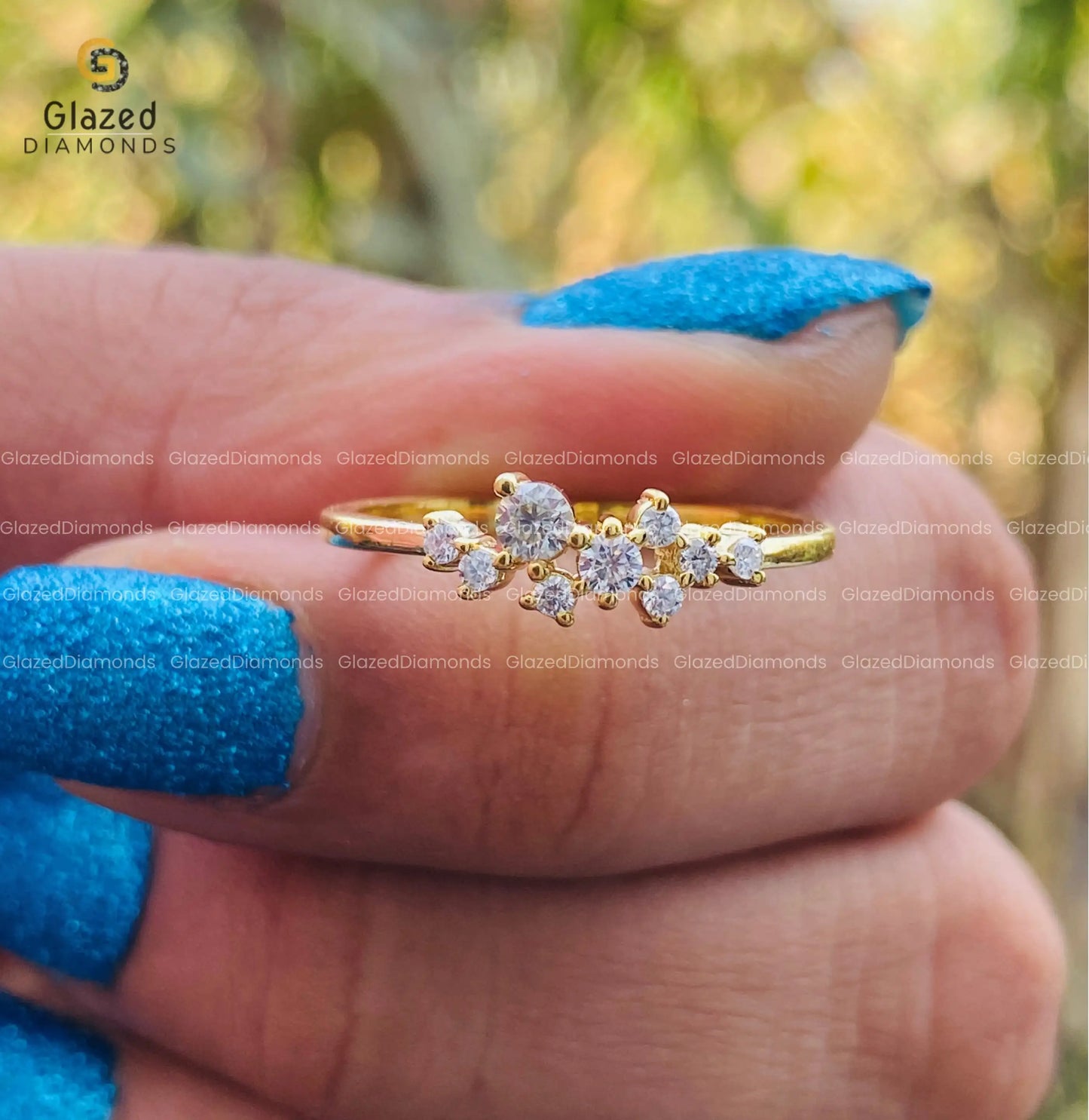 Moissanite Cluster Ring for Women