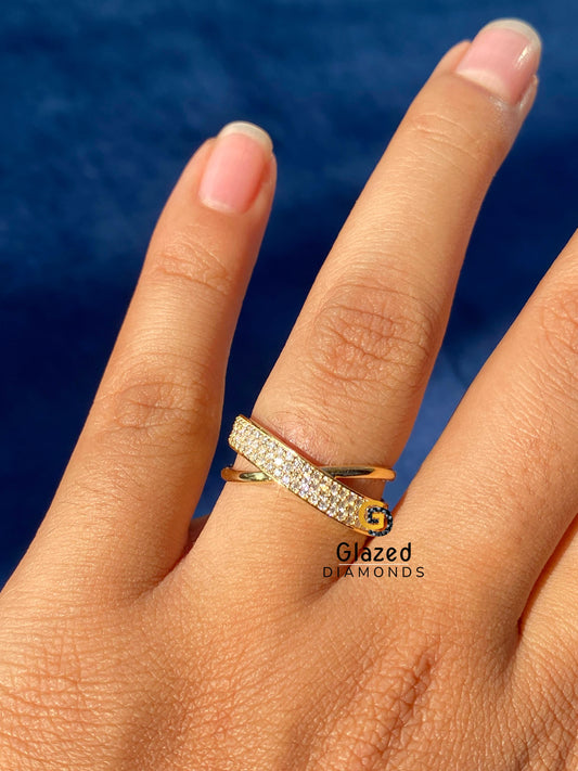 Moissanite Criss Cross Infinity Wedding Band For Her