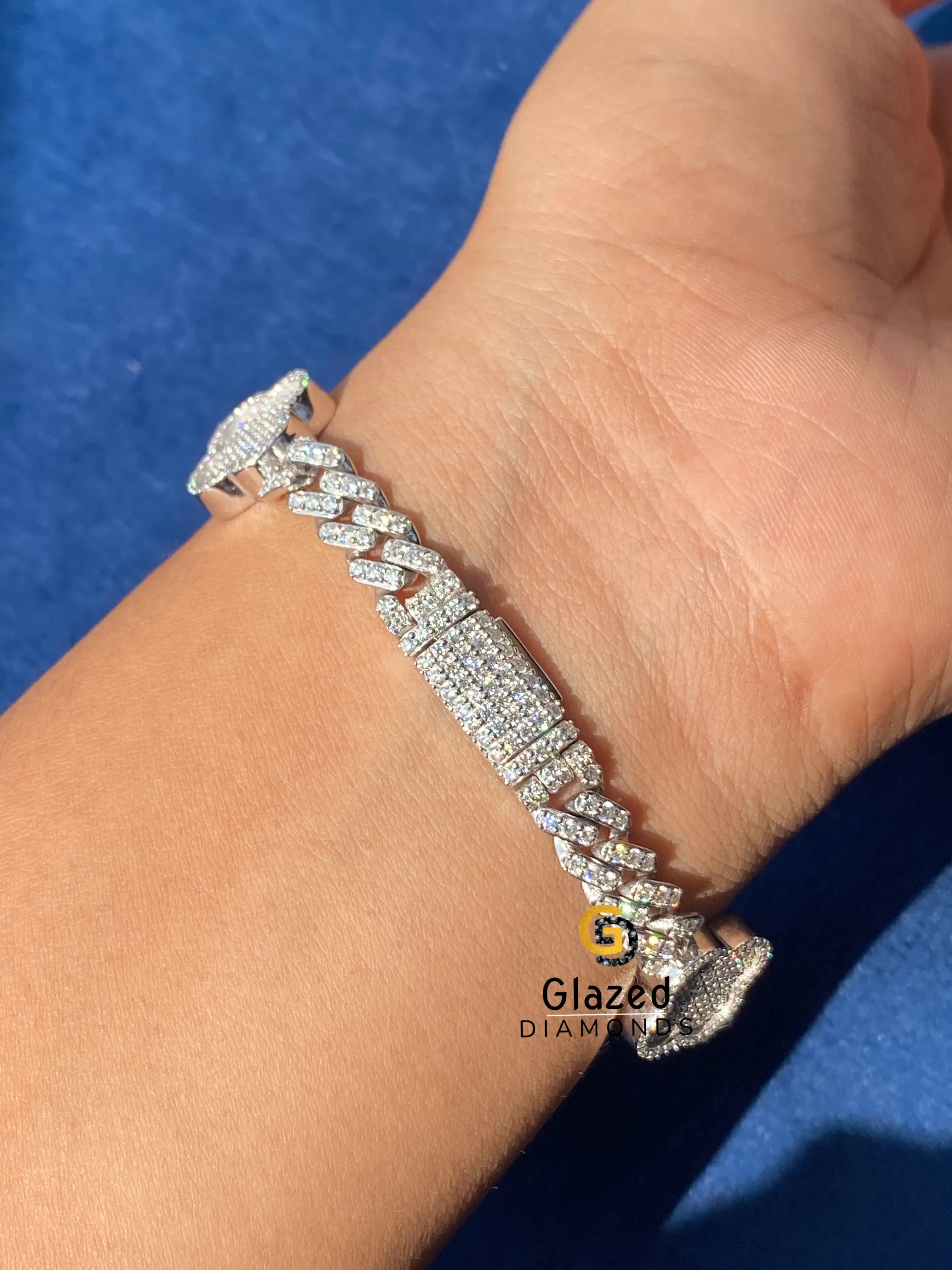 Moissanite Cuban Clover Hip Hop Iced Out Bracelet For Men
