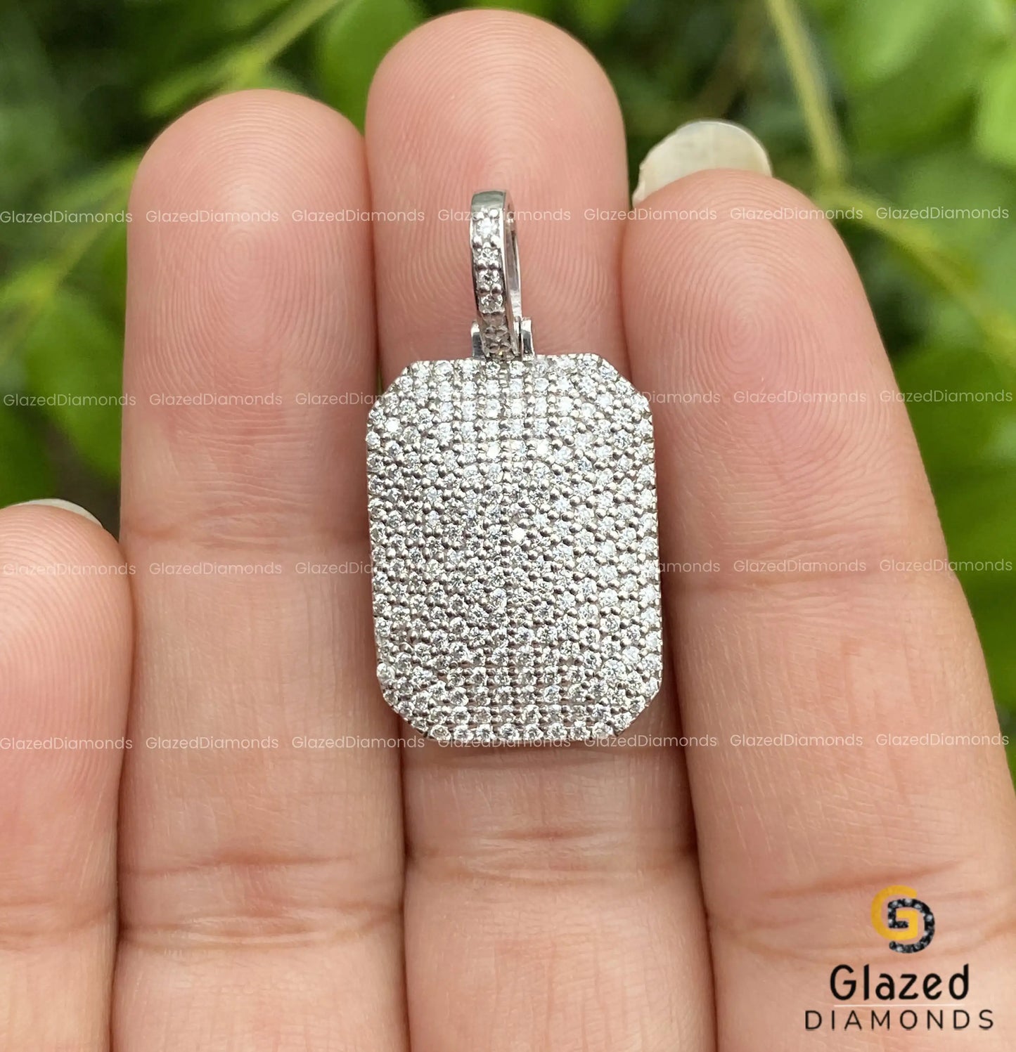 1CTW VVS Moissanite Men's Dog Tag Charm Pendant