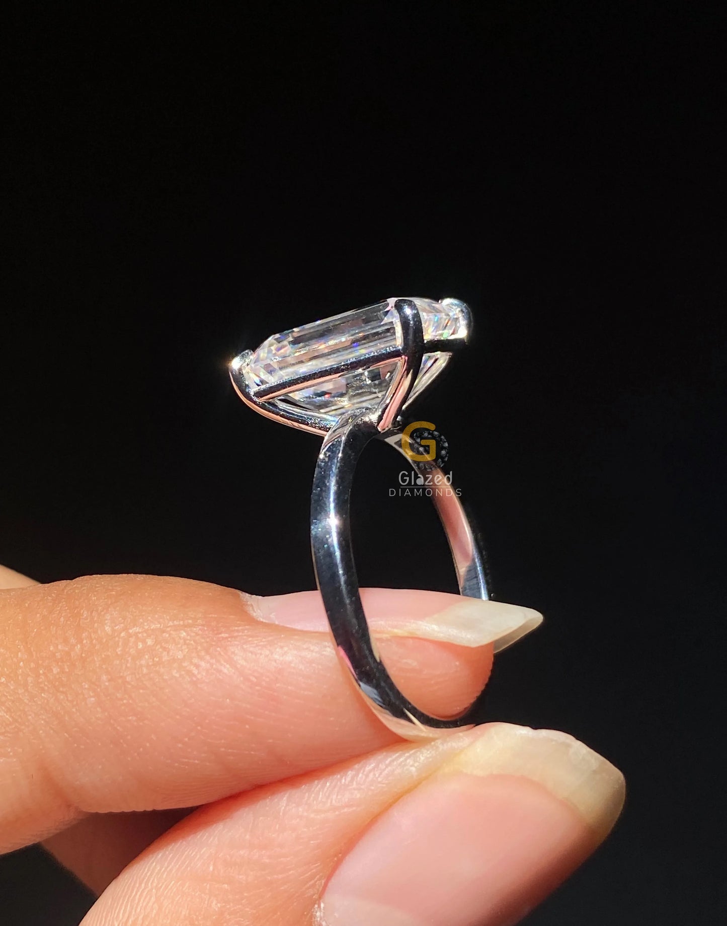 Moissanite Emerald Cut Engagement Ring