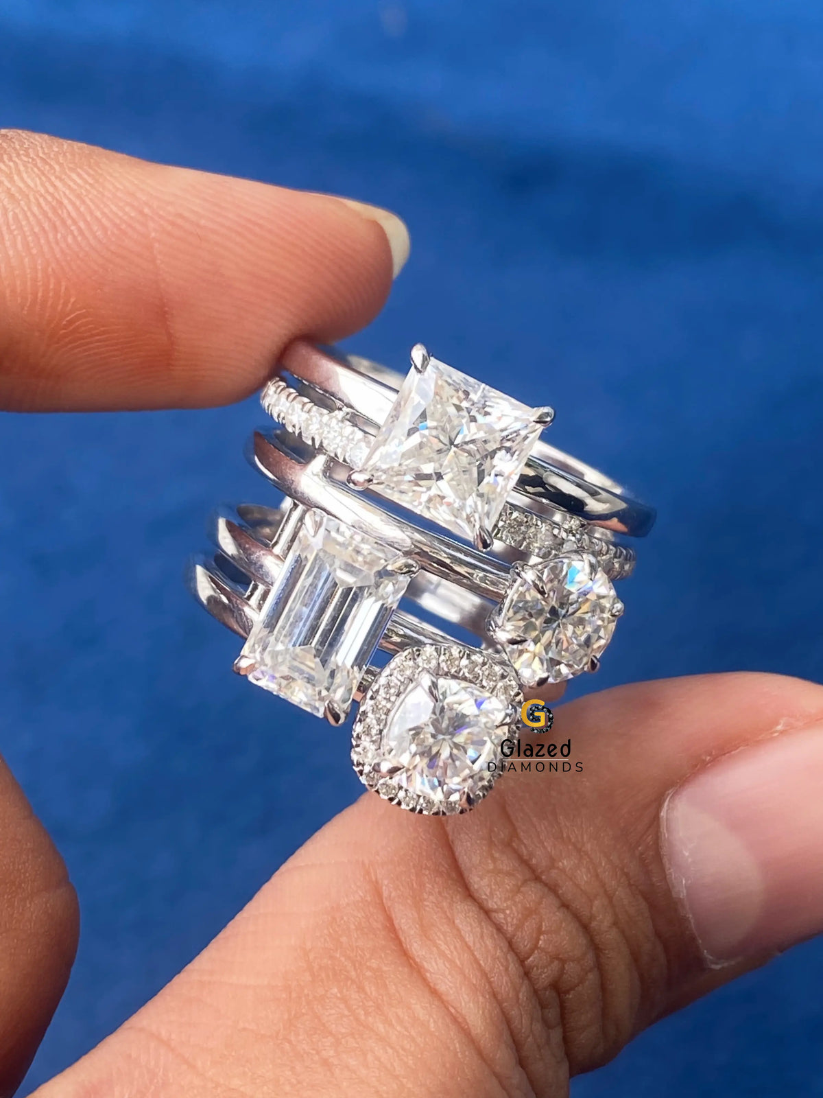 Moissanite Halo With Eternity Multi Design Ring