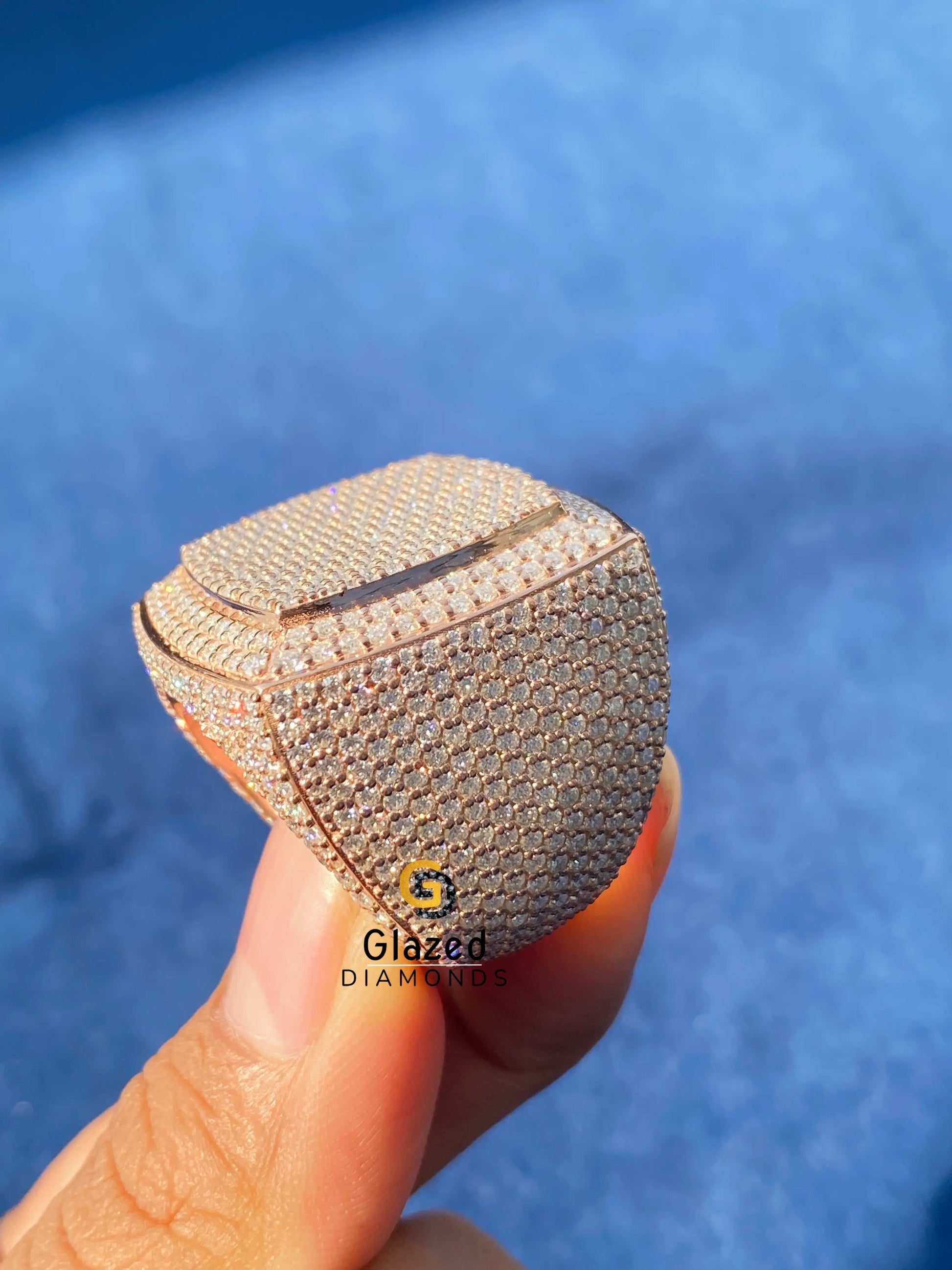 Moissanite Hip Hop Bust Down Rose Gold Ring