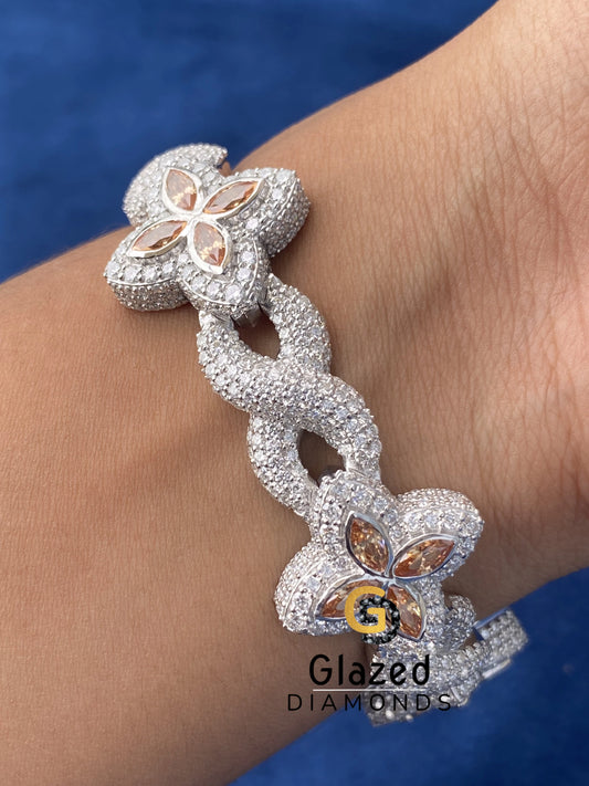 Moissanite Hip Hop Studded Clover Barcelet