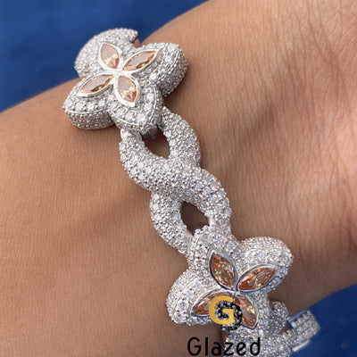 Moissanite Hip Hop Studded Clover Barcelet