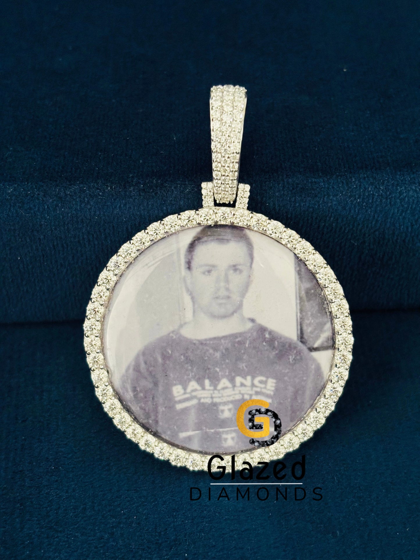 Moissanite Iced Out 3D Photo Memory Pendant