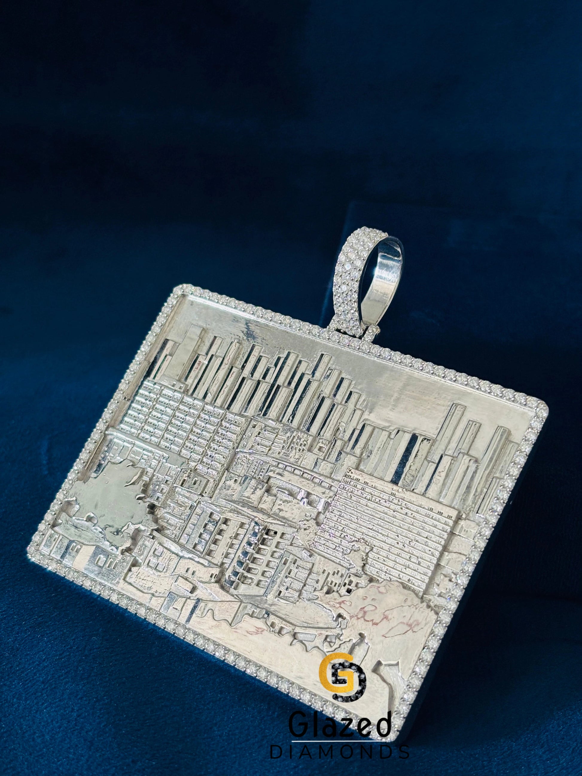 Moissanite Iced Out 925 Sterling Silver City Pendant