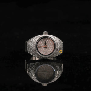 Moissanite Iced Out Clock Finger RIng