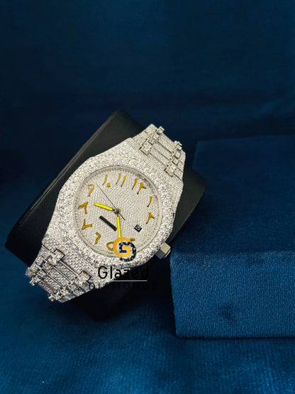 Moissanite Iced Out Hip Hop Arabic Number Watch