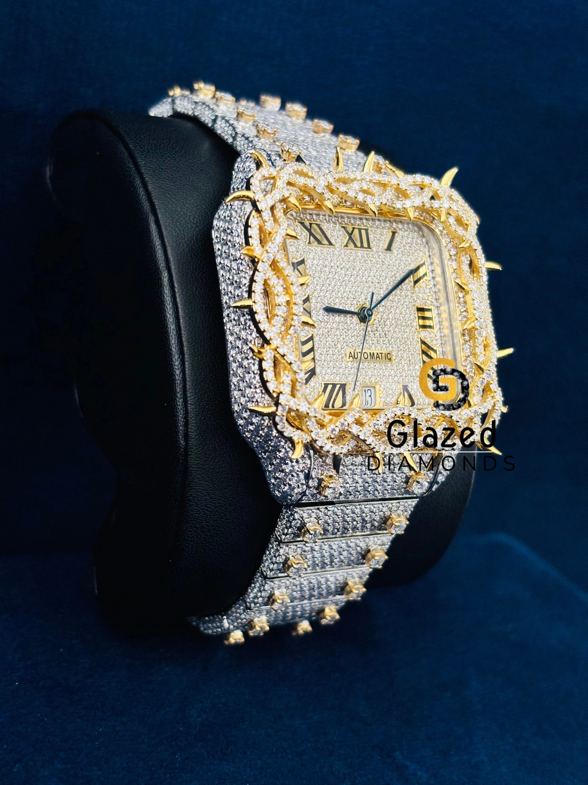 Moissanite Iced Out Hip Hop Studded Roamn Number Watch