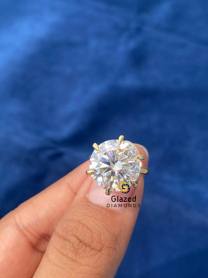 Moissanite Iced Out Round Cut Diamond Ring 