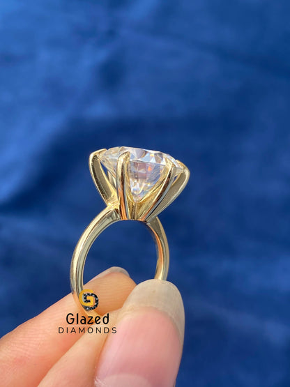 Moissanite Iced Out Round Cut Diamond Ring for Her