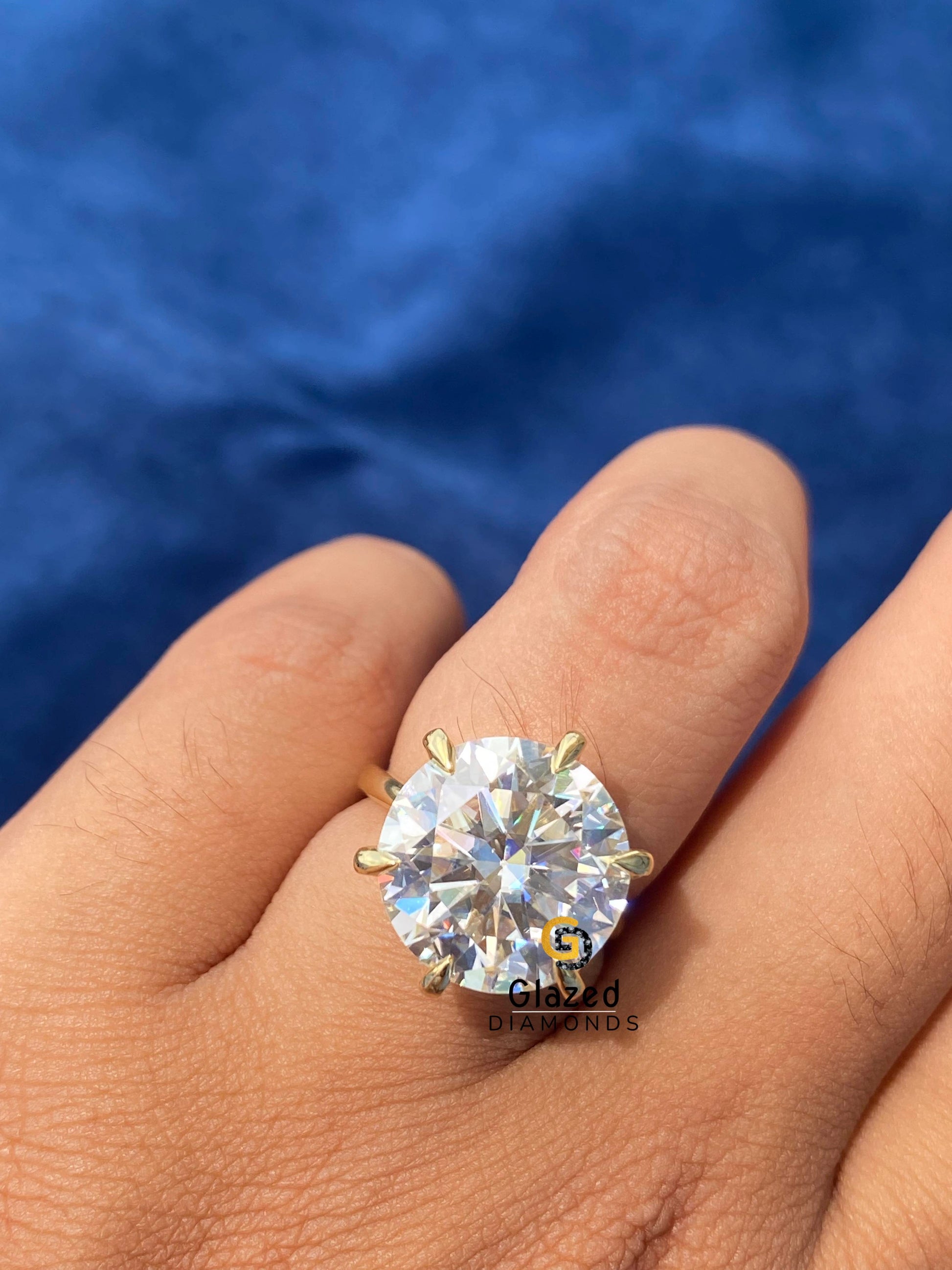 Moissanite Iced Out Round Cut Prong Set Diamond Ring