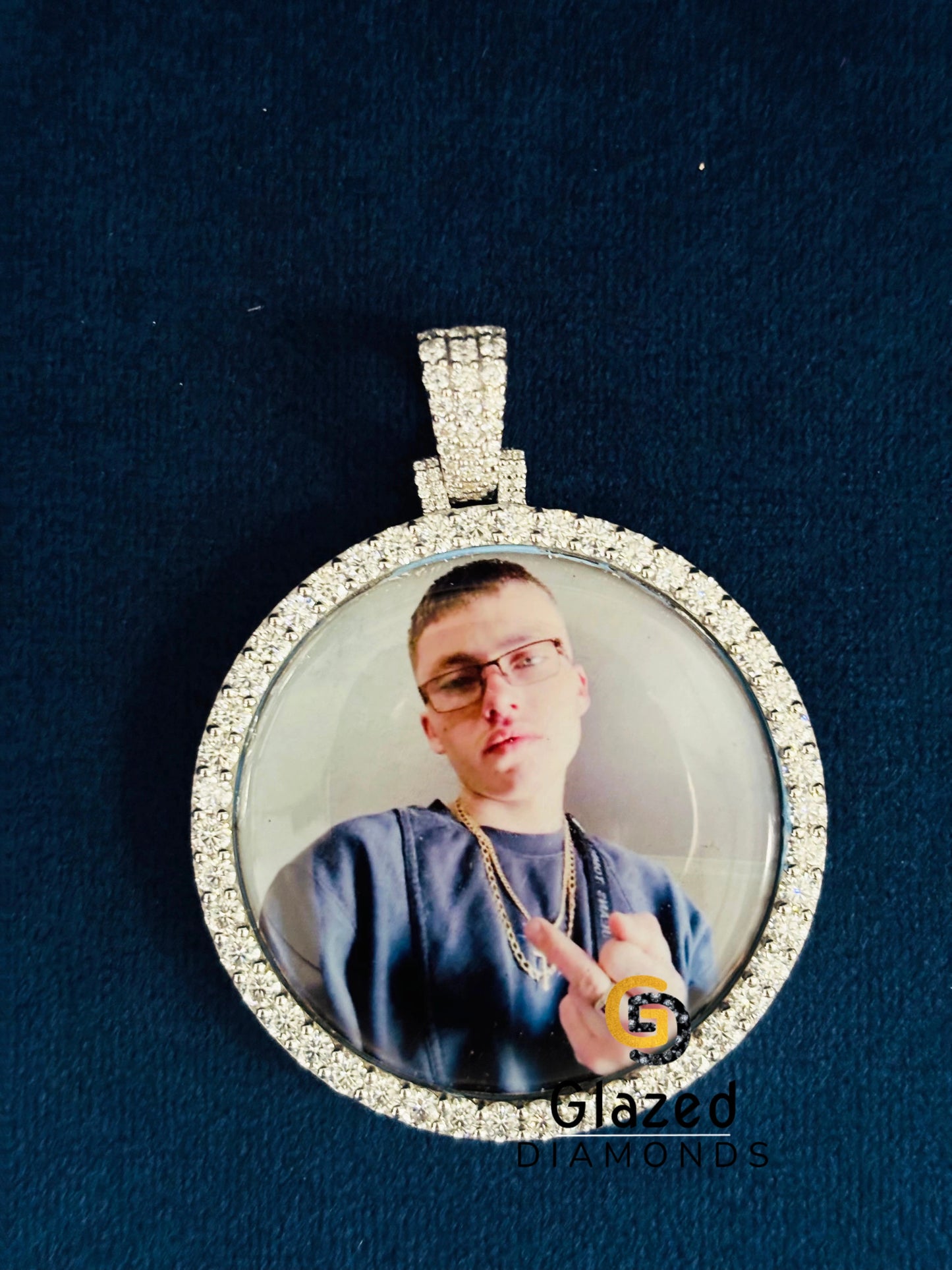 Moissanite Iced Out Studded 3D Photos Pendant