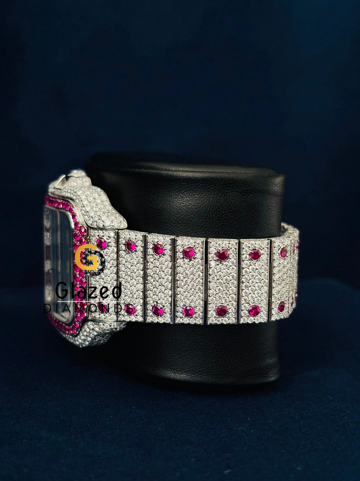 Moissanite Iced Out Studded Pink Roman Number Watch