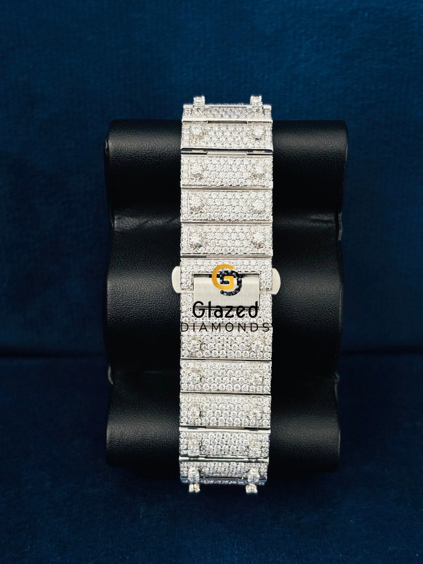 Moissanite Iced Out Thrown Crown Bust Down Studded Watch For Him