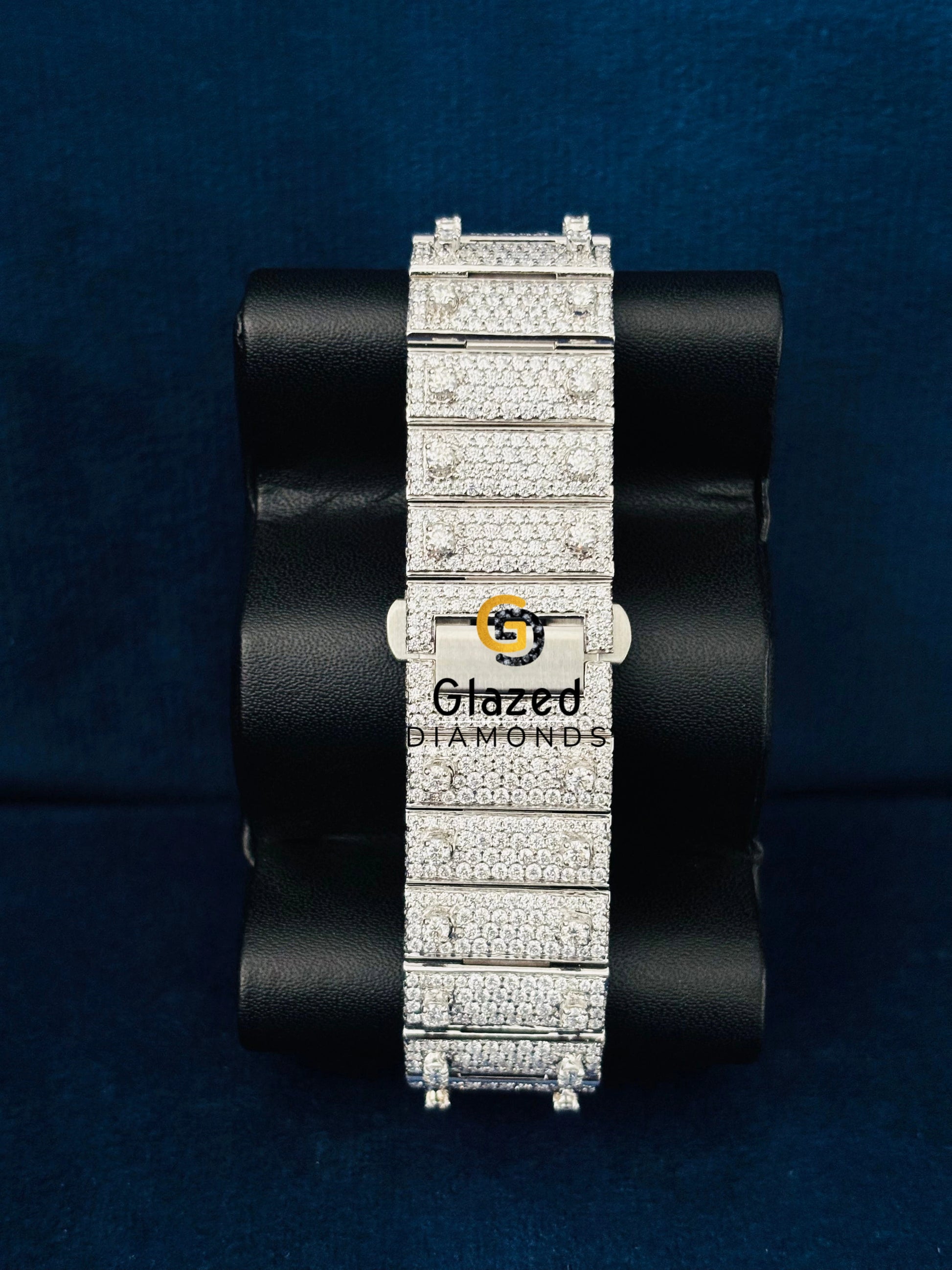 Moissanite Iced Out Thrown Crown Bust Down Studded Watch For Him