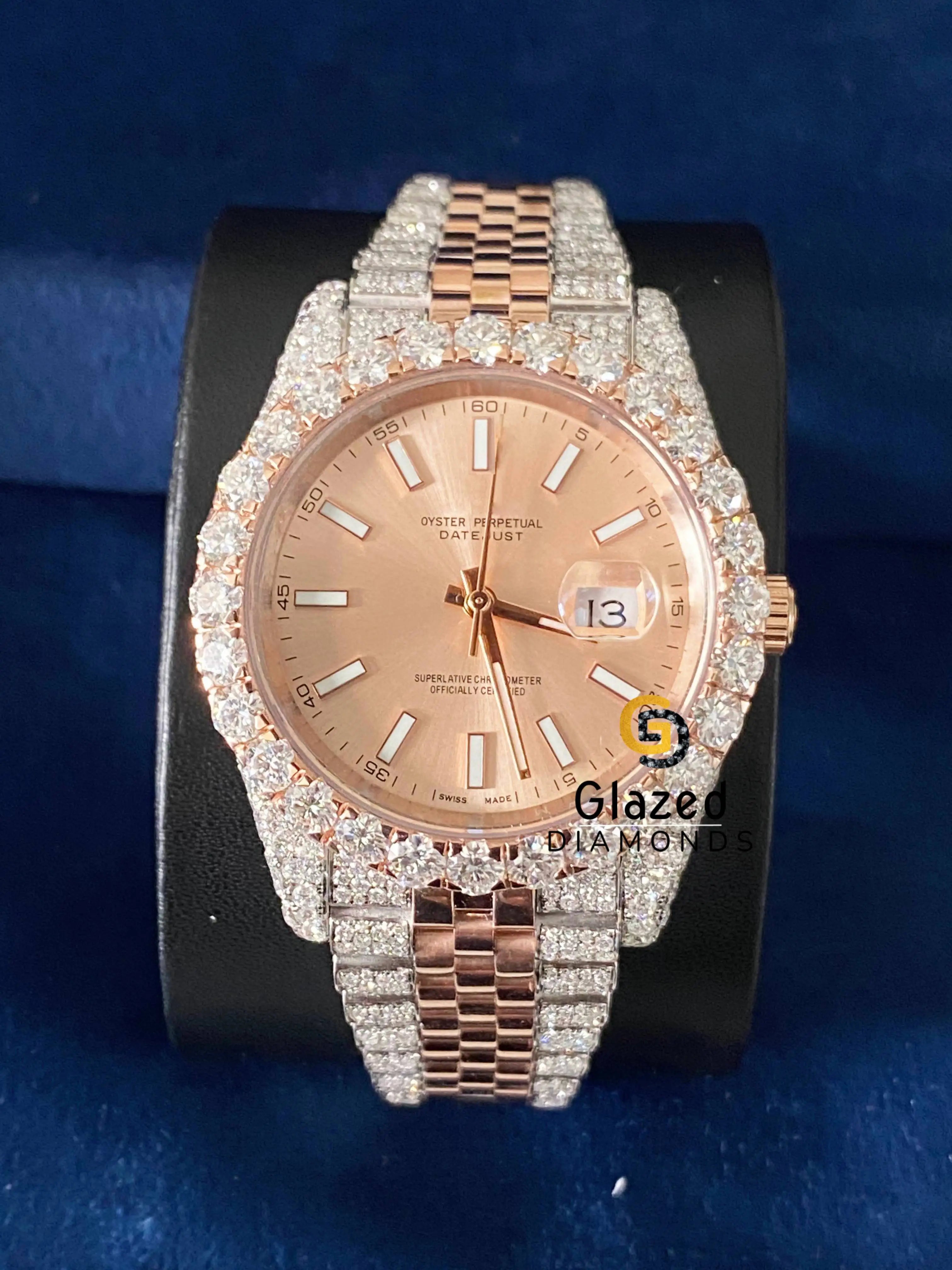 Moissanite Jubilee Strap Beige Stick Dial Watch