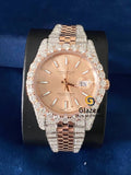 Moissanite Jubilee Strap Beige Stick Dial Watch