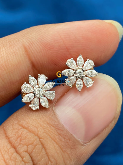 Moissanite Marquise_ Round Cut Wedding Earrings