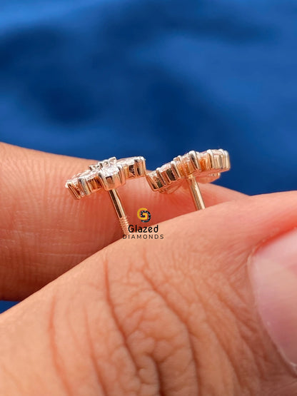 Moissanite Marquise_ Round Cut Wedding Earrings For Men