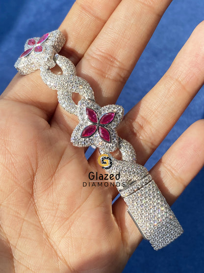 Moissanite Pink Marquise Clover Barcelet