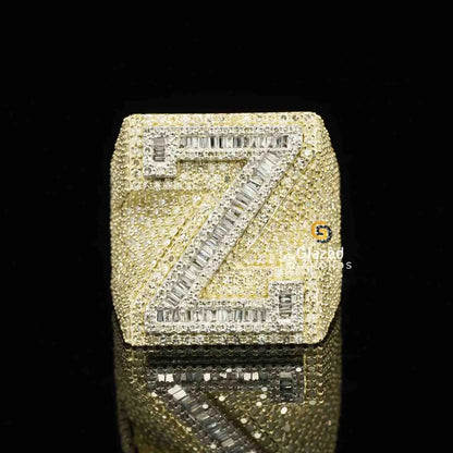 Baugette Rapper Ring Custom Hip Hop Moissanite Alphabet Letter Rapper Ring – Glazed Diamonds