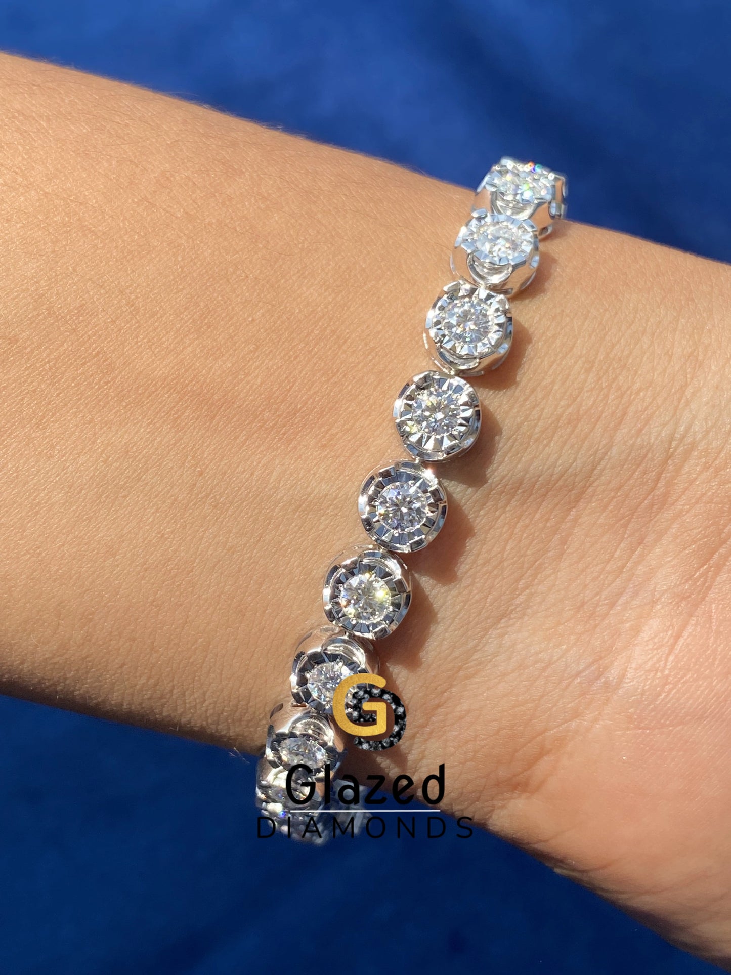 Moissanite Round Bezel Set Hip Hop Barcelet