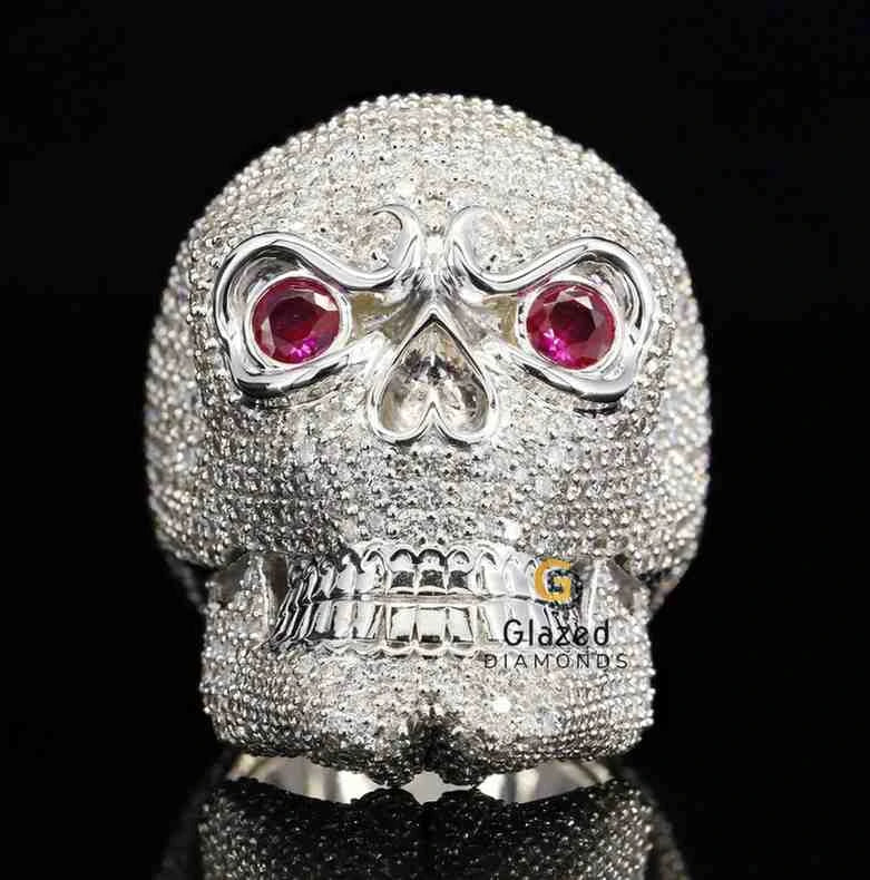 Moissanite Skull Ring