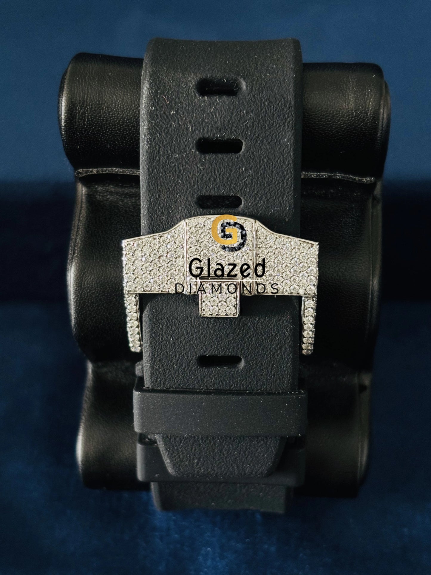 Moissanite Studded Black Silicon Strap Iced Out Watch