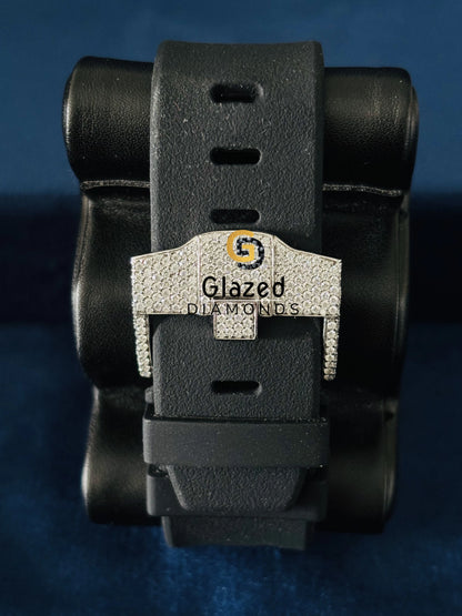 Moissanite Studded Black Silicon Strap Iced Out Watch
