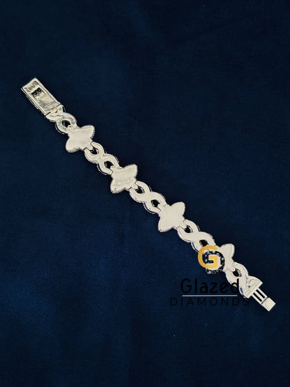 Moissanite Studded Hip Hop Clover Bracelet