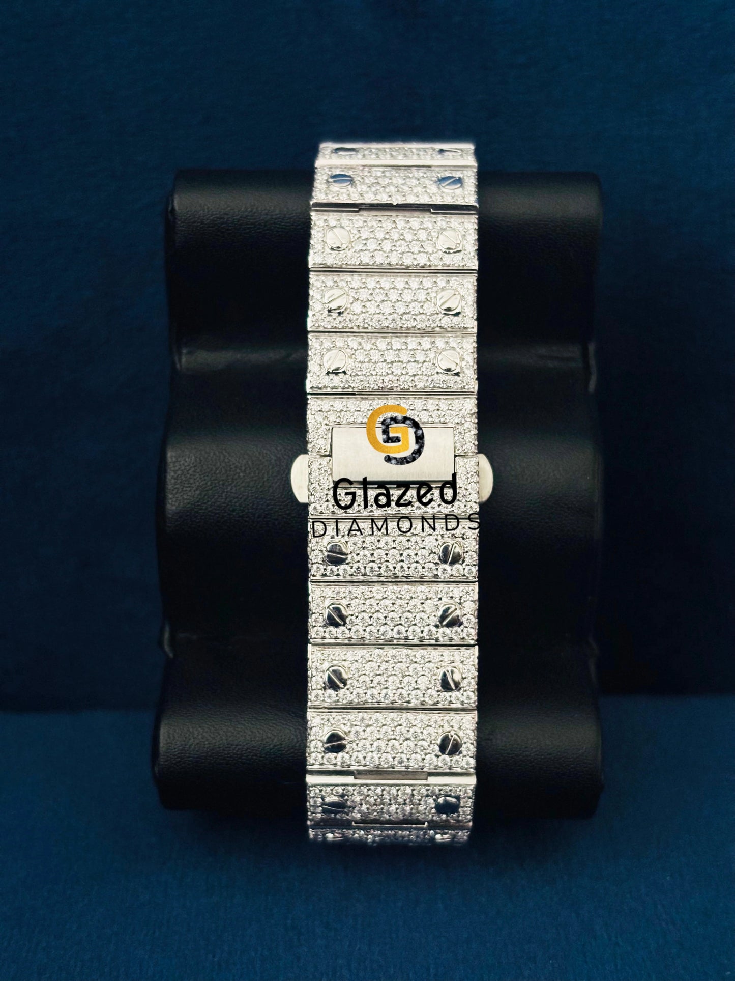 Moissanite Studded Pink Dial Roamn Number Watch