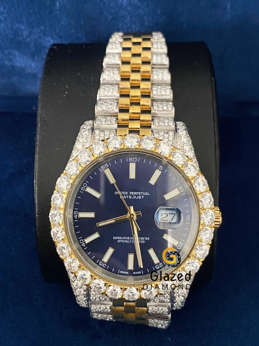 Moissanite VVS Black Stick Dial Stainless Steel Hip Hop Watch