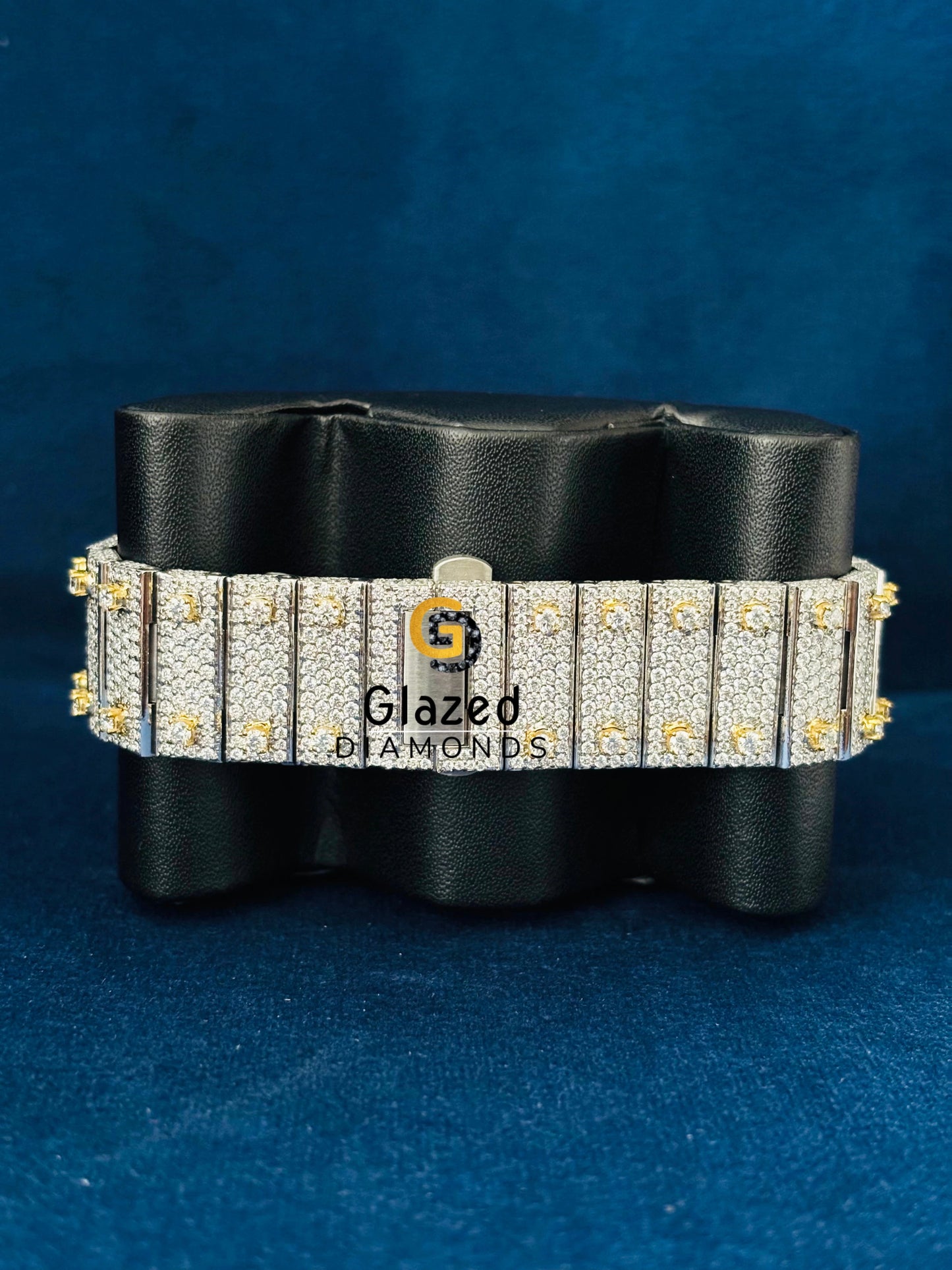 Moissanite VVS Diamond Studded Hip Hop Yellow Gold Palted Watch